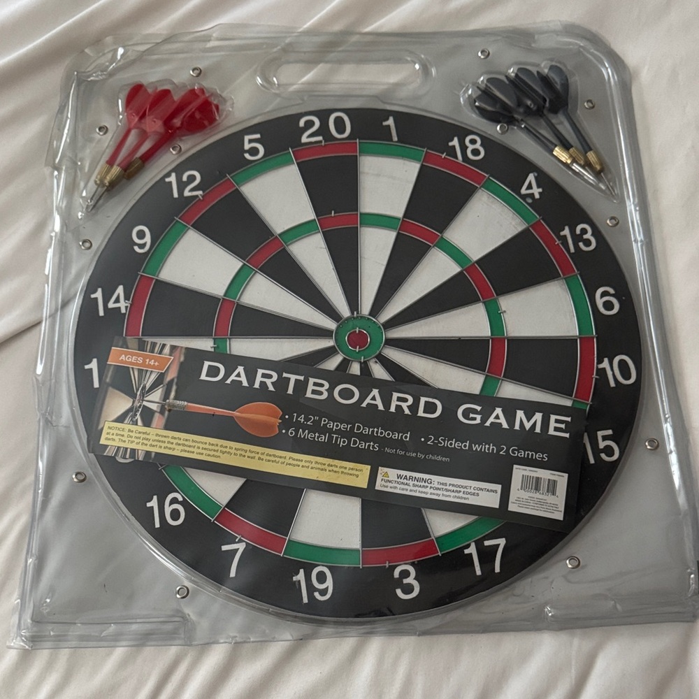 Classic Dartboard Game Set with Red and Black Darts